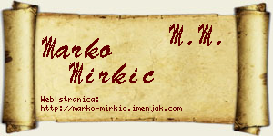 Marko Mirkić vizit kartica